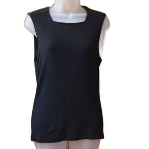 Daryl K Vintage Black Leather Detail 90s Black Shirt LG